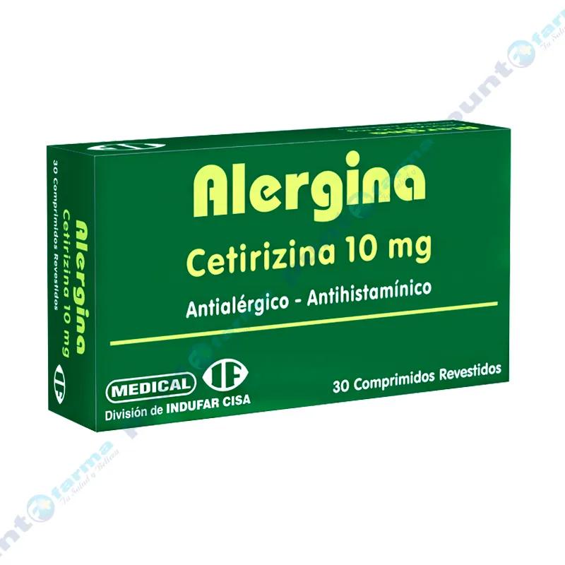 Alergina Cetirizina 10 mg - Contiene 30 Comprimidos.