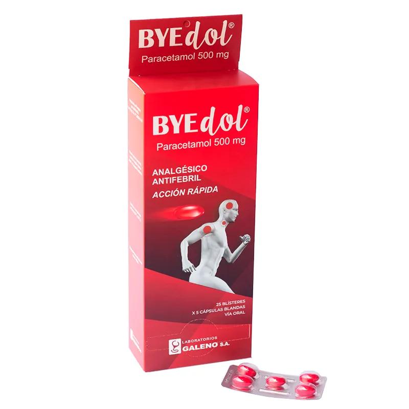 Byedol Paracetamol 500 mg - Exhibidor 25 Blister por 5 Cápsulas Blandas.