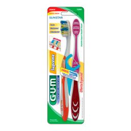 Cepillo de Dientes Suave Supreme 2 unidades + Flosser de Regalo Gum