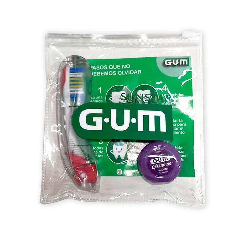 Cepillos Dentales Kit Viaje Gum - Contiene 1 unidad + Hilo Dental