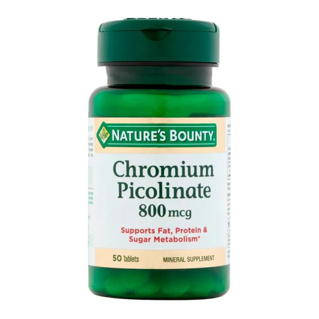 Image miniatura de Chromium-Picolinate-Picolinato-de-Cromo-800-mg-Natures-Bounty-Cont-50-Tabletas-43517.webp