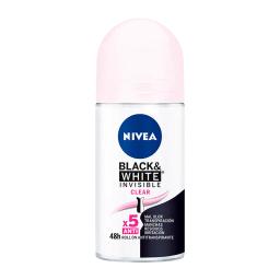 Desodorante Roll-On Invisible Clear Black & White Nivea - Cont.50 mL