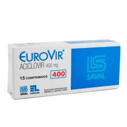 EuroVir aciclovir 400mg - Caja de 15 comprimidos