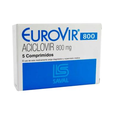 Eurovir 800 aciclovir 800mg - Caja de 5 comprimidos