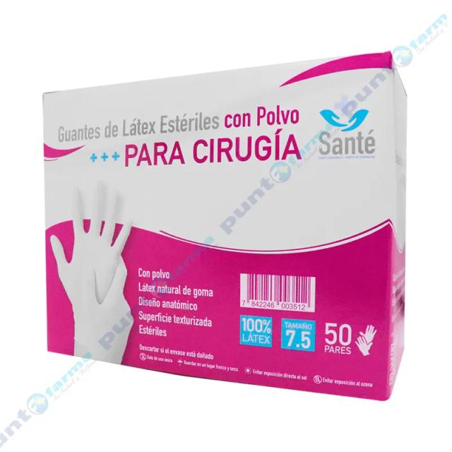 Image miniatura de Guantes-de-Latex-Esteriles-con-Polvo-Sante-7-5-50-pares-50648.webp