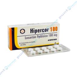 Hipercor 100 Losartán Potásico 100 mg - Caja de 30 comprimidos recubiertos
