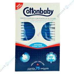 Hisopos flexibles con punta de algodón Cottonbaby - Cont. 75 unidades
