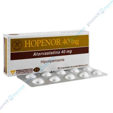 Hopenor Atorvastatina 40 mg - Contiene 30 comprimidos.