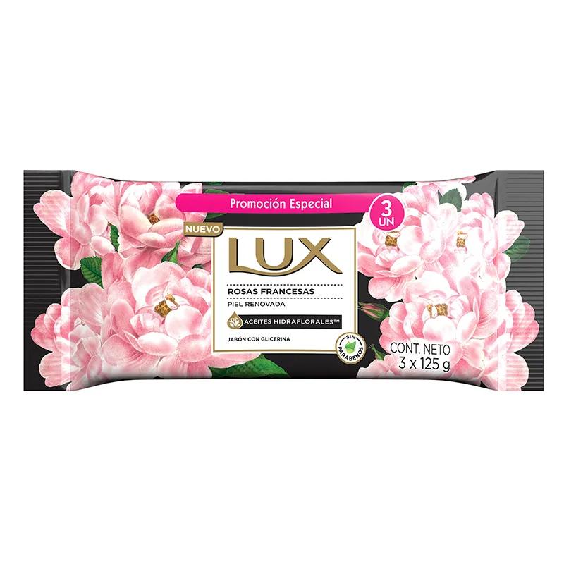 Jabón con Glicerina Rosas Francesas Lux - Cont. 3 unidades de 125g c/u