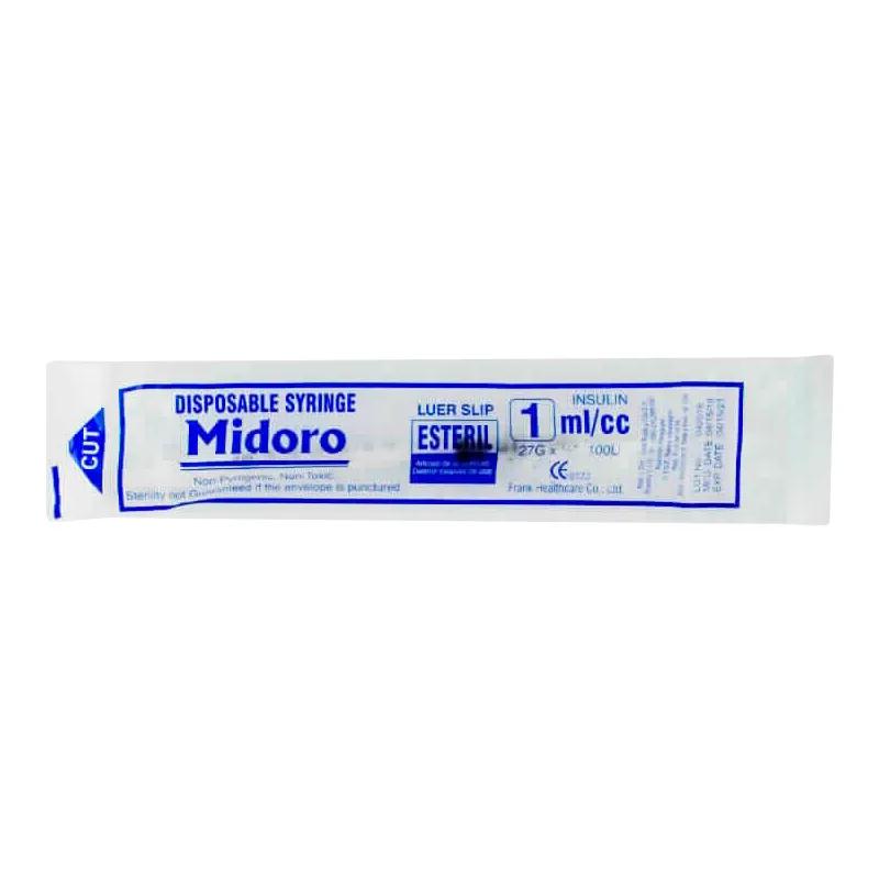 Jeringa para insulina Midoro - Cont. 1 unidad de 1 mL