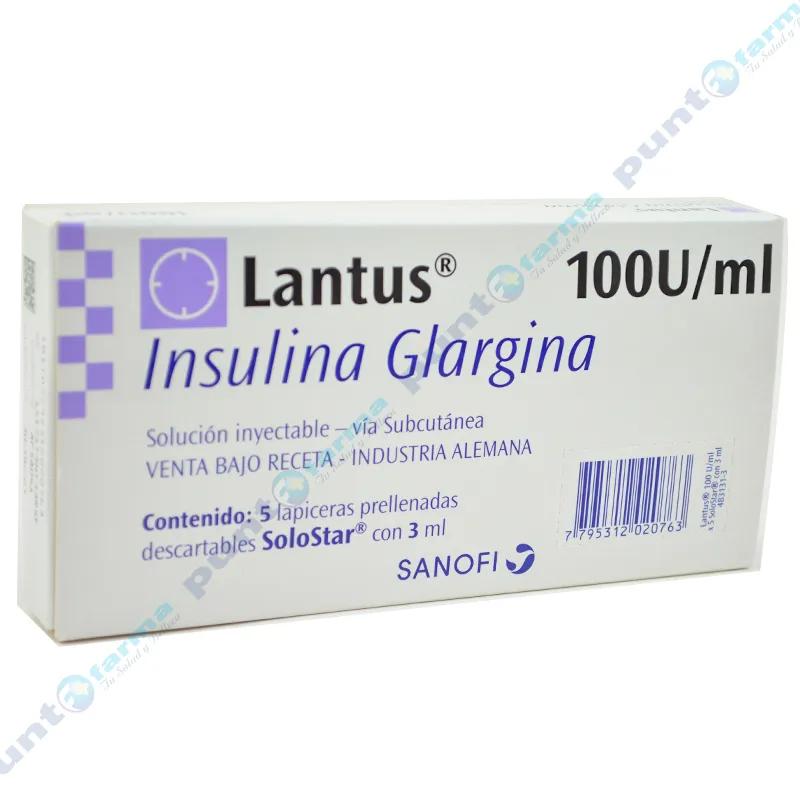 Lantus 100 mL Insulina Glargina - 5 lapiceras prellenadas de 3 mL