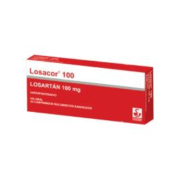 Losacor 100 Losartán 100 mg - Cont. 30 comprimidos recubiertos ranurados