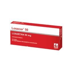 Losacor 50 Losartán 50 mg - Cont. 30 comprimidos recubiertos ranurados