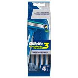Maquina de Afeitar Ultra Grip Prestobarba 3 Gillette - Cont 4 unidades