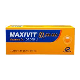Maxivit D3 100.000 UI Vitamina D3 - Cont. 2 Cápsulas de Gelatina Blanda.