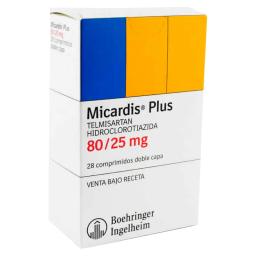 Micardis Plus Telmisartan Hidroclorotiadiza 80/25 mg - Caja de 28 Comprimidos
