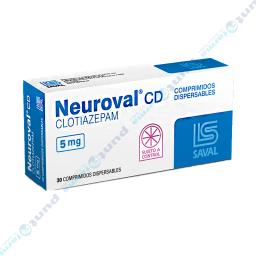 Neuroval CD Clotiazepam 5 mg. - Contenido de 30 comprimidos dispersables