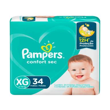 Pañales Pampers Confort Sec XG - Cont. de 34 unidades