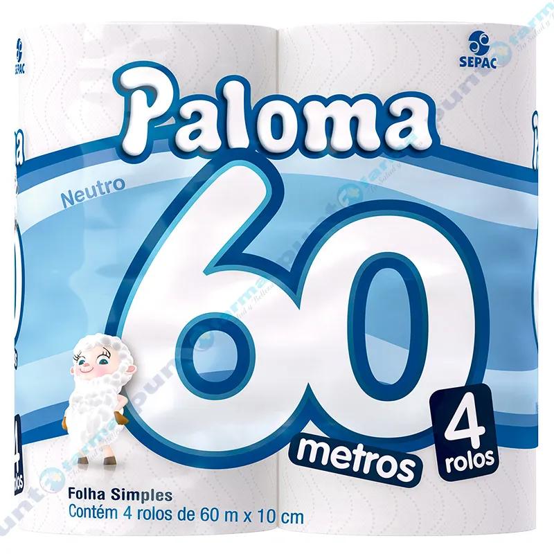 Papel Higiénico Paloma 60 metros - Cont 4 unidades