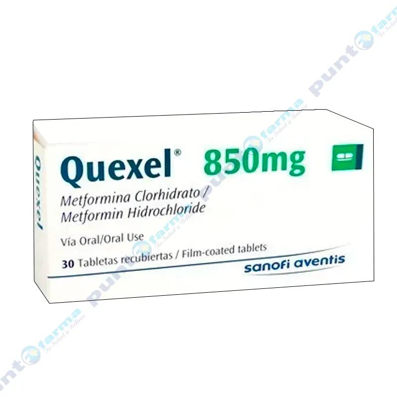 Quexel 850 mg Metformina / Metformin - Caja de 30 tabletas recubiertas