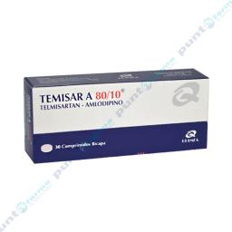 Temisar A 80/10 Telmisartan-amlodipino - Caja de 30 comprimidos bicapa