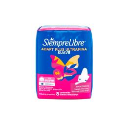 Toallas Femeninas Adapt Plus Ultrafina Suave Siempre Libre - Cont. 8 Unidades.