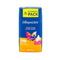 Toallas Femeninas Adaptable Plus Ultra Suave Siempre Libre - Pack de 16 unidades