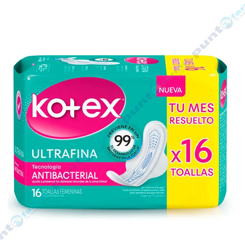 Toallas Femeninas Antibacterial Ultrafina Kotex - Cont. 16 unidades