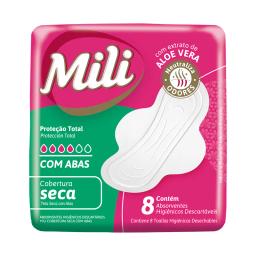 Toallas Femeninas Cobertura Seca con Alas Mili - Cont 8 unidades