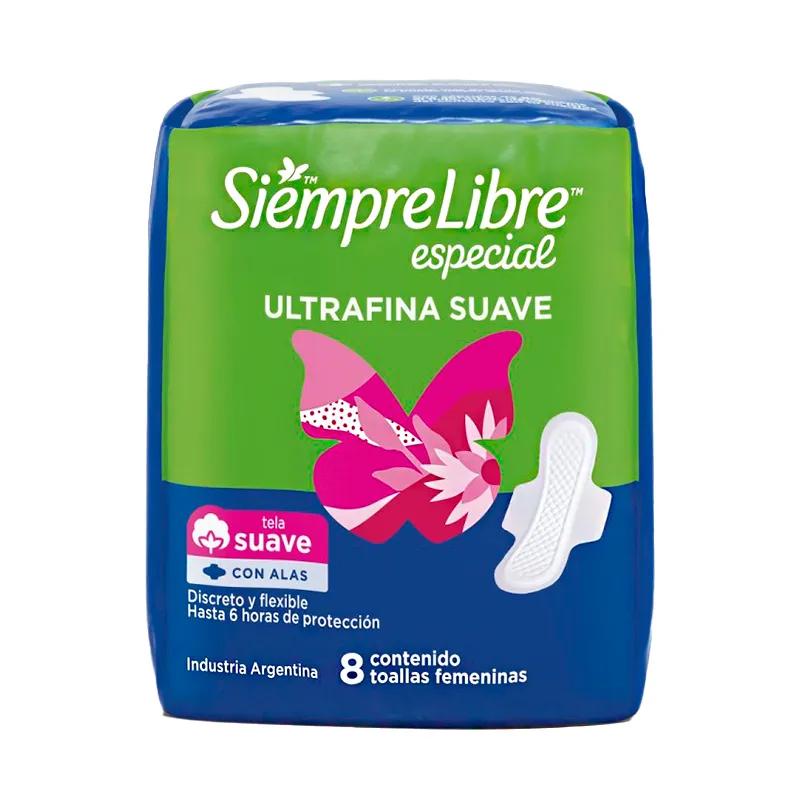 Toallas Femeninas Especial Ultrafina Siempre Libre  - Cont 8 unidades.