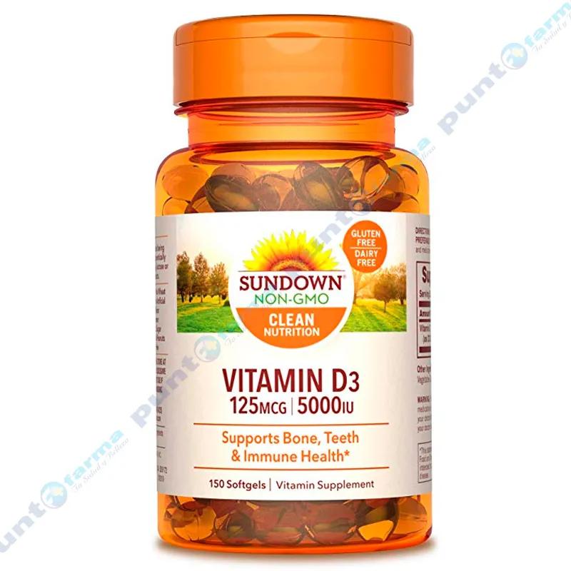 Vitamin D3 125mg/5000iu Sundown Naturals - Cont 150 cápsulas