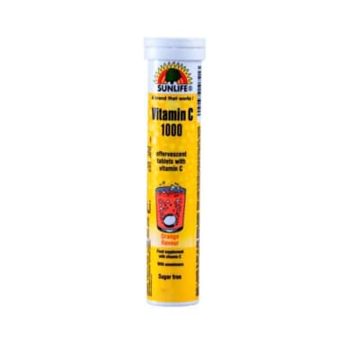 Vitamina C 1000 mg Sunlife - Cont.20 Tabletas Efervescentes Sabor Naranja