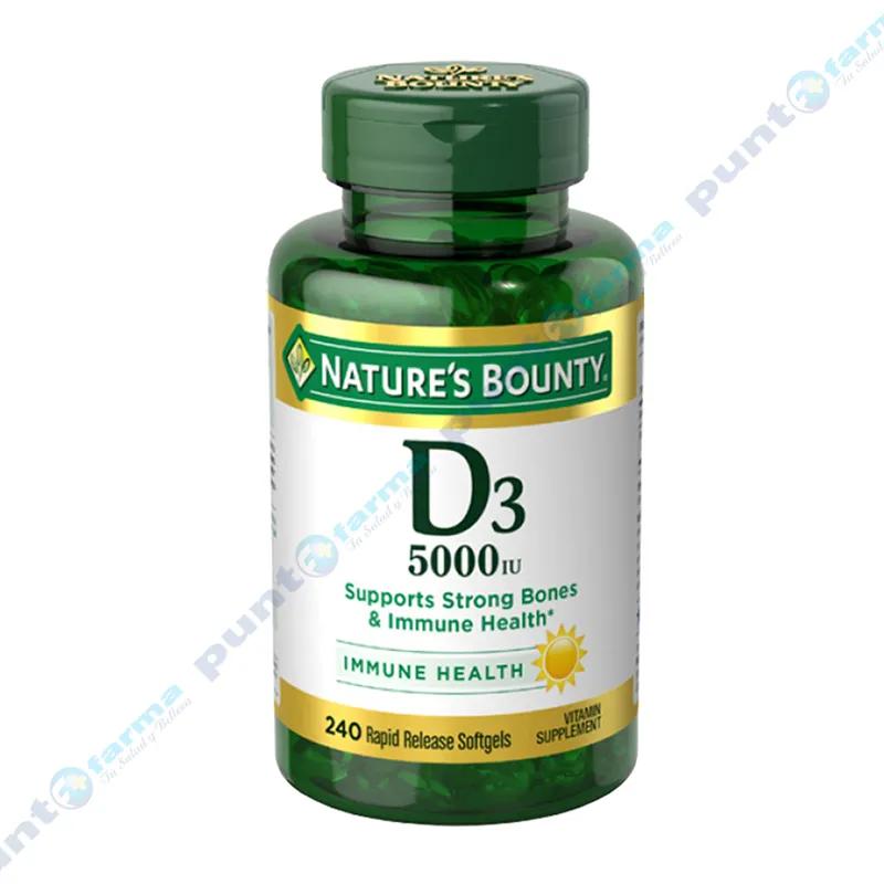 Vitamina D 3 5000 IU Natures Bounty - Cont 240 Cápsulas