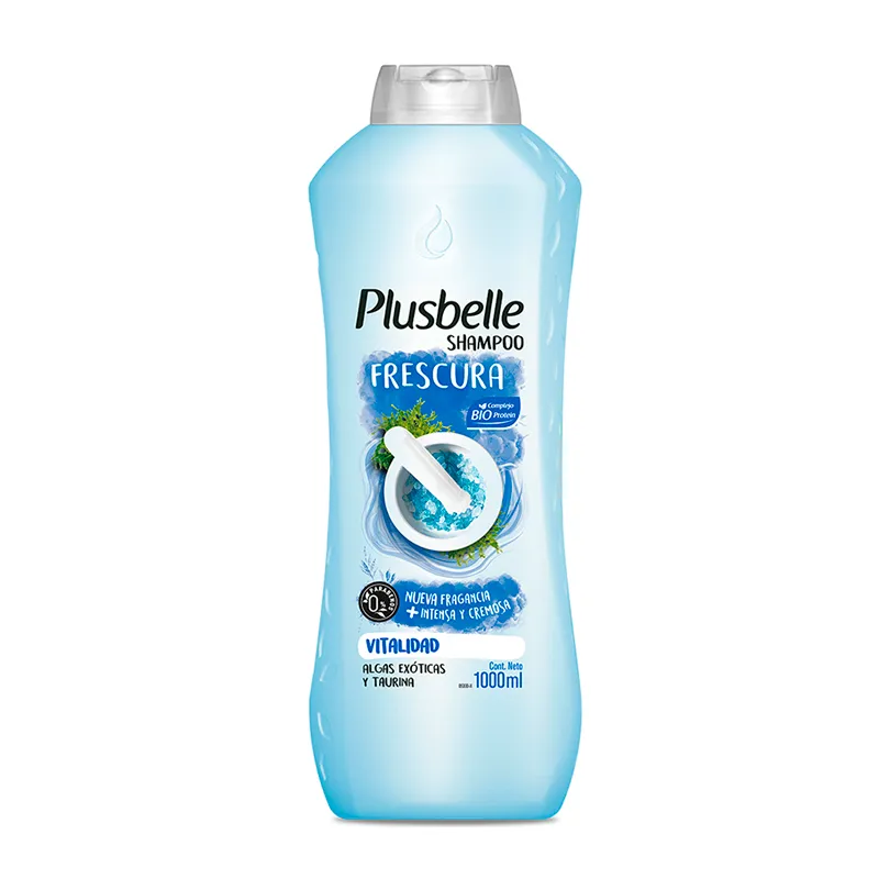 Shampoo Frescura Plusbelle con Algas Exóticas y Taurina - 1000 mL