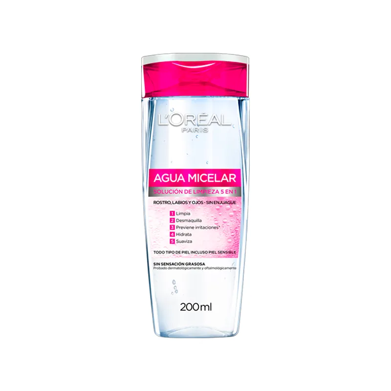 Agua Micelar Solución de Limpieza 5 en 1 Loréal Paris - Cont.200 mL