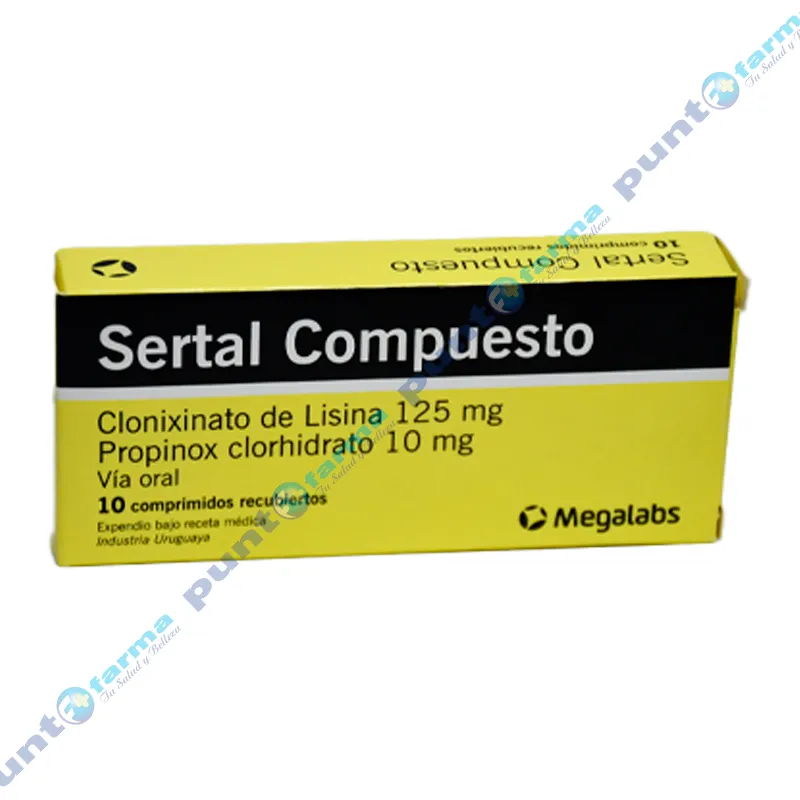 Sertal Compuesto Clonixinato de Lisina 125 mg - Caja de 10 Comprimidos Recubiertos