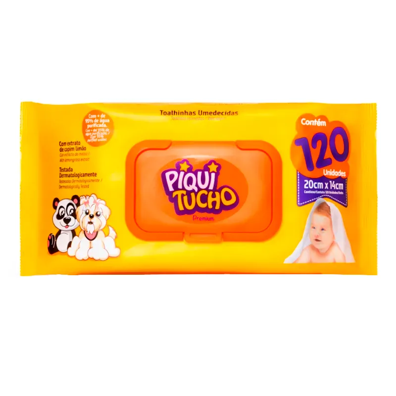  Toallitas Húmedas Piqui Tucho Premium - Cont 120 unidades