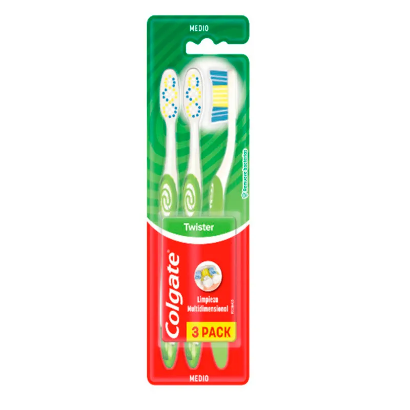 Cepillo De Dientes Twister Medio Colgate - Cont. 3 Unidades