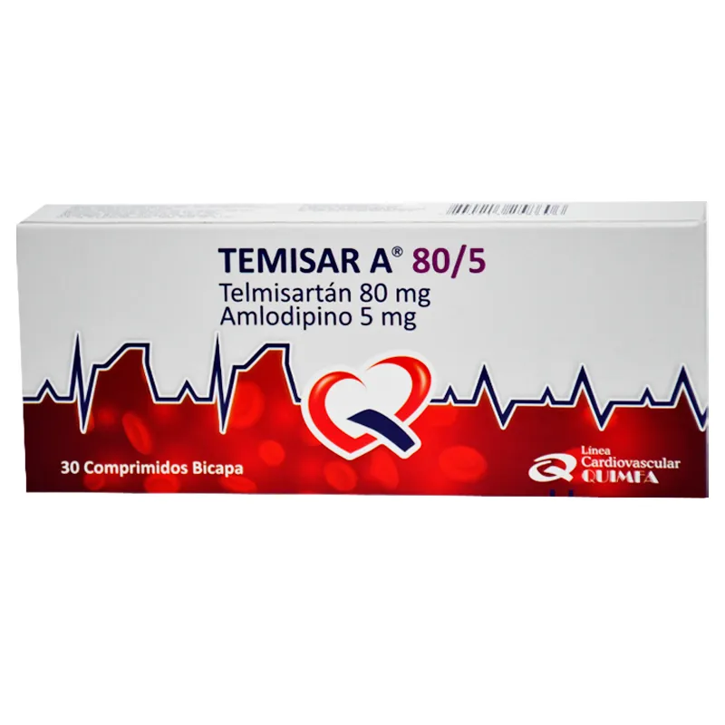 Temisar A 80/5 Telmisartan Amlodipino - Caja de 30 comprimidos bicapa