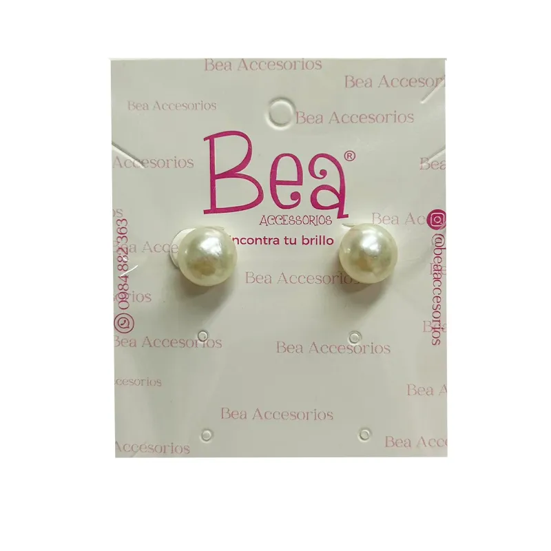 Set Aros Perla Grande Blanco Bijou Bea