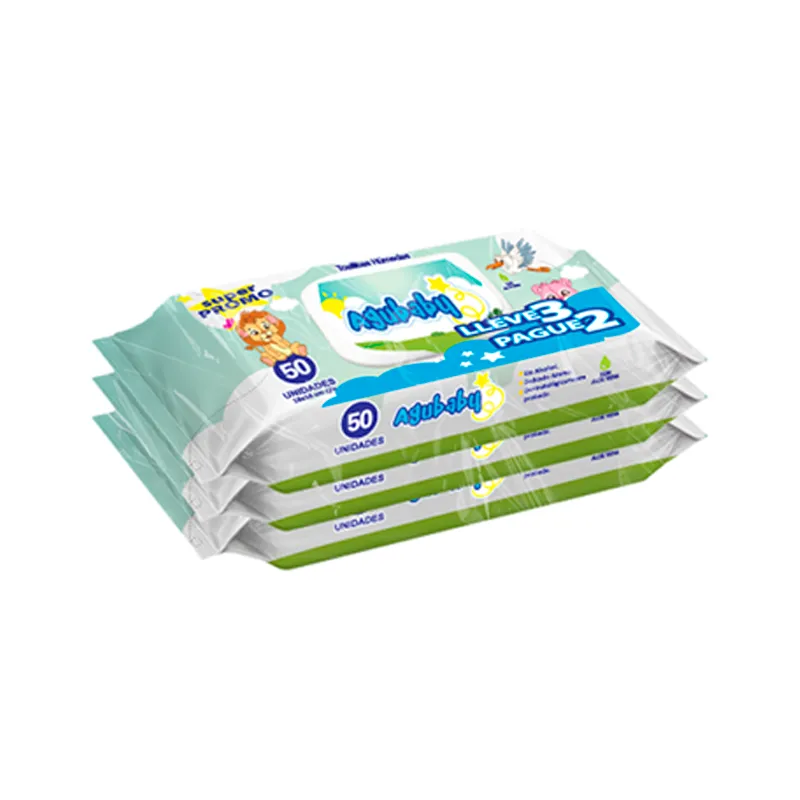 Toallitas Húmedas Máxima Suavidad Agubaby - Cont. 3 paquetes de 50 unidades