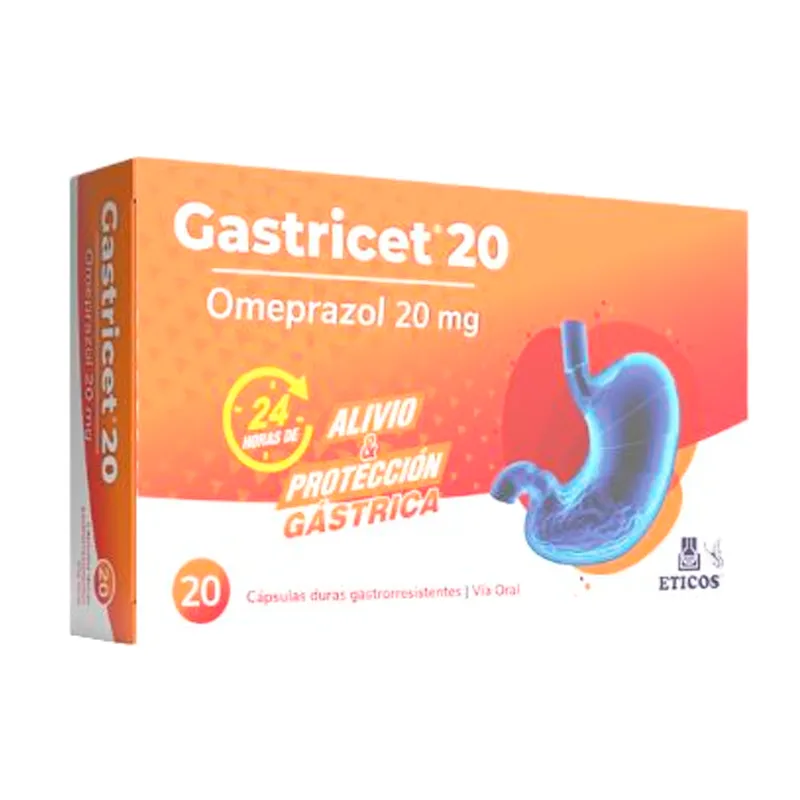 Gastricet Omeprazol 20 mg - Caja de 20 Capsulas