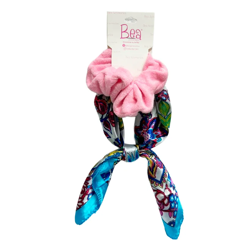 Set Pañoleta + Goma para Cabello Rosa Bijou Bea