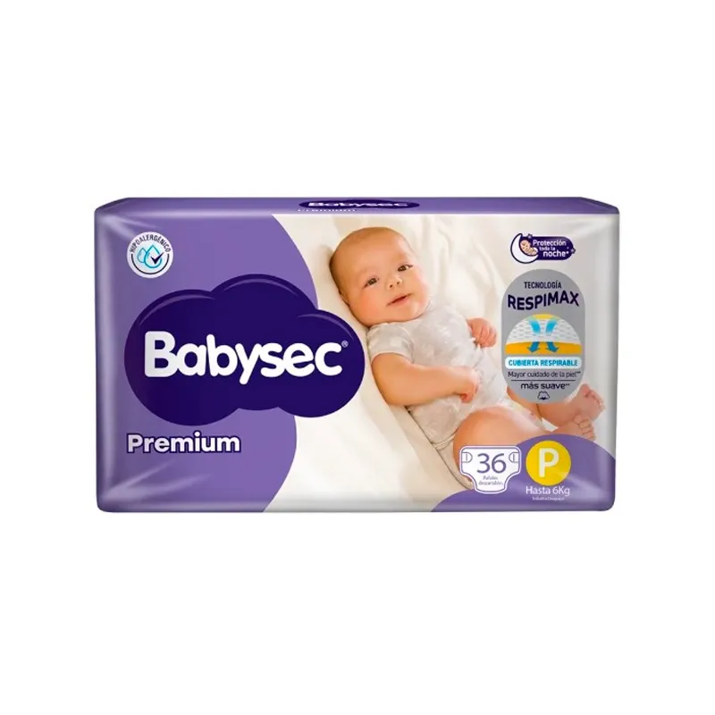 Pañales Premium P Babysec - Cont 36 unidades