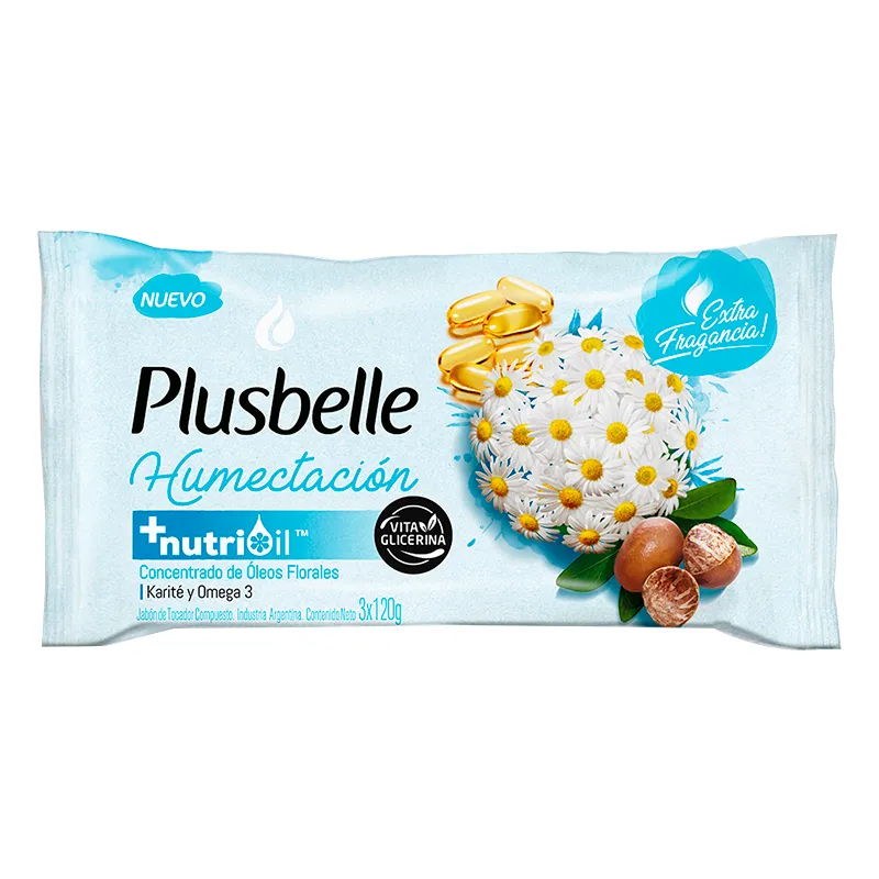 Jabon en Barra Humectación Plusbelle - Pack de 3 unidades de 120gr