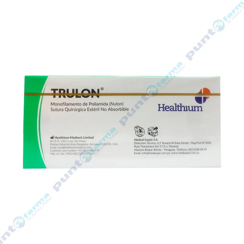 Trulon Sutura Quirurgica 0 19 mm ,75 cm Nylon Negro - Cont.12 unidades