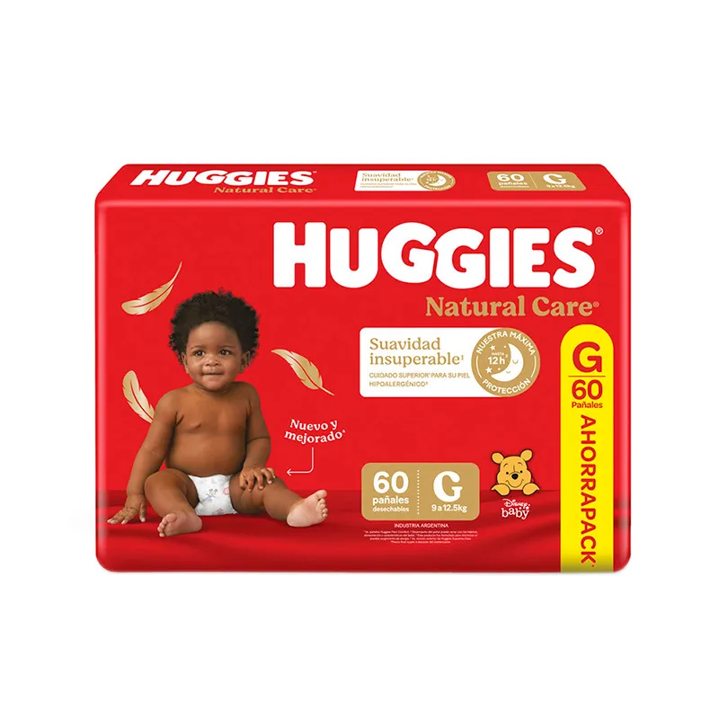Pañal Huggies Supreme Natural Care G - Contiene 60 unidades