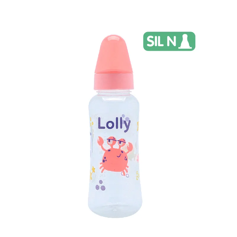 Biberon Color Rosa Con Tetina Natural Lolly - Cont.250 ml