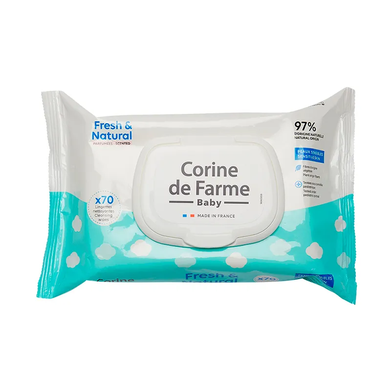 Toallitas Limpiadoras Frescas y Naturales Corine de Farme - Cont. 70 unidades