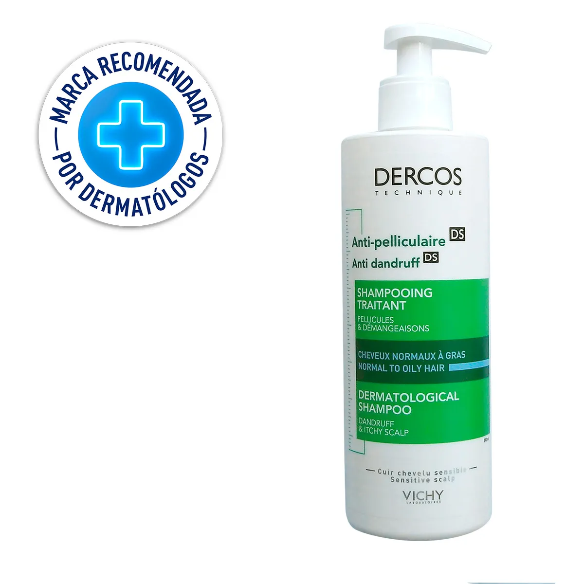 Shampoo Anticaspa Cabello Normal-Graso Vichy Dercos - Cont. 390 ml